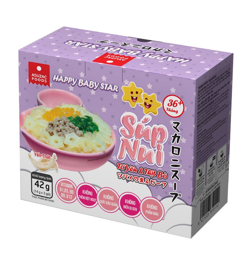 Súp nui tổ yến thịt bò Asuzac hộp 42 g (14 g x 3 gói)