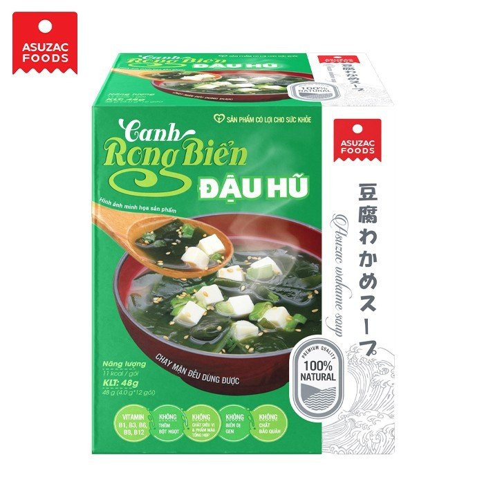 Canh Rong Biển Đậu Hủ Asuzac hộp 48 g (4 g x 12 gói)