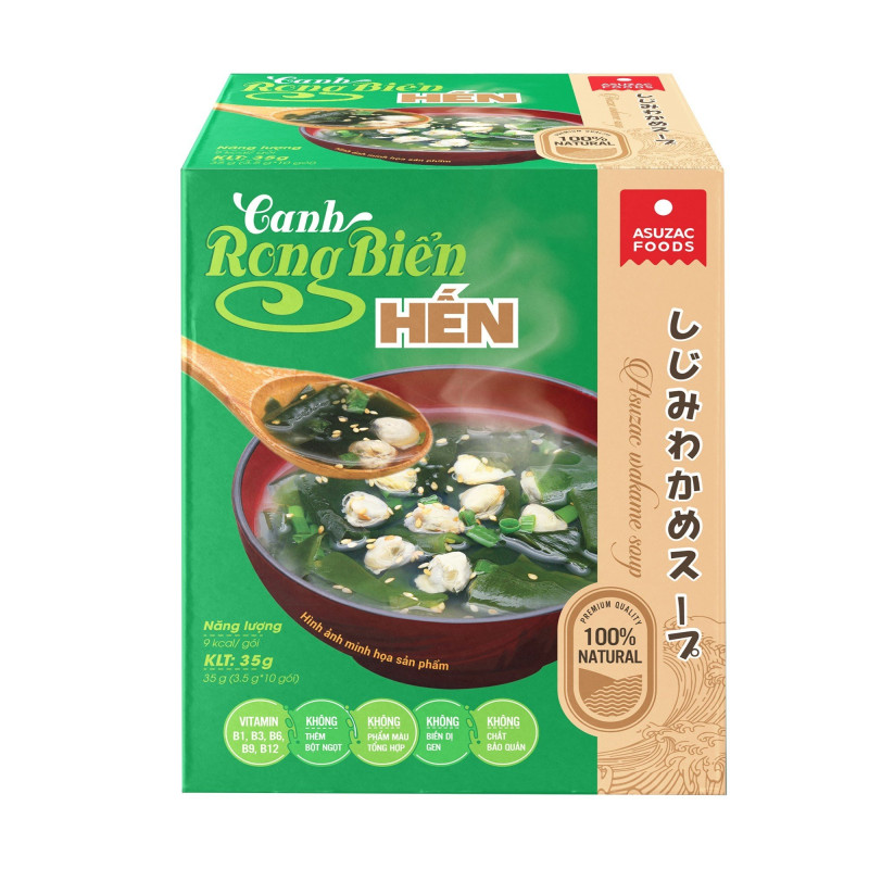 Canh Rong Biển Hến Asuzac hộp 35 g (3.5 g x 10 gói)