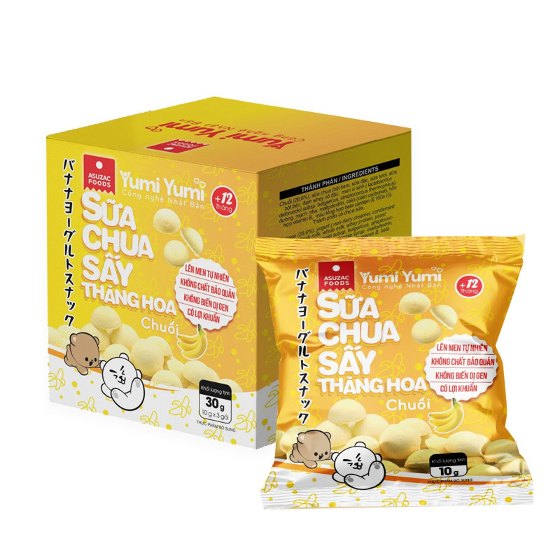 Sữa chua sấy thăng hoa Yumi Yumi vị chuối hộp 30 g (10 g x 3 gói)